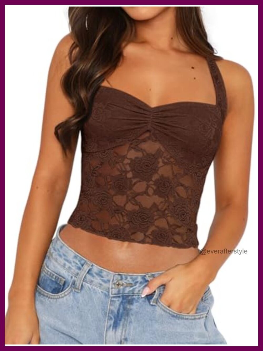 Lace Halter Crop Tank Top Backless Ruched Bust Adjustable Straps Y2K Summer